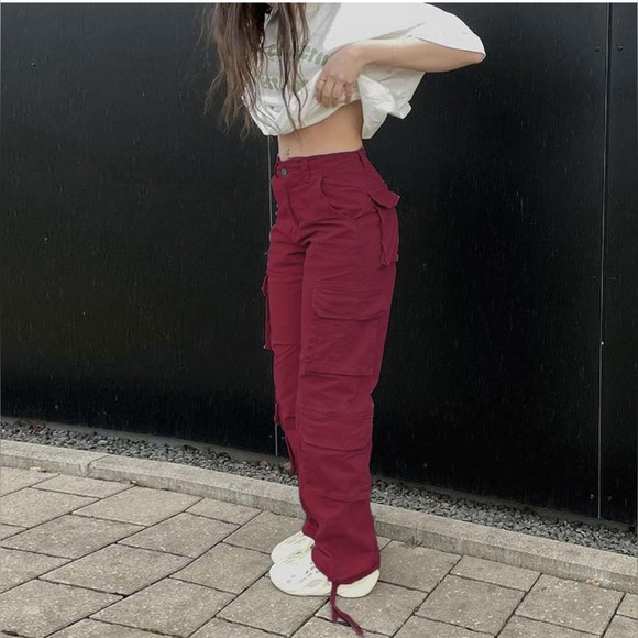 Cargo Pants for Women Baggy Y2k Straight Wide Leg Pants with Pockets Streetwear - Picture 5 of 8